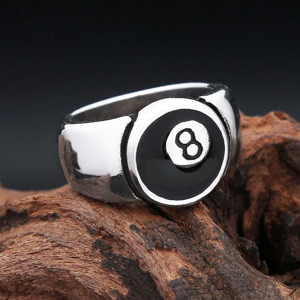 Fashion Punk Stainless Steel Number Black 8 Rings For Men Women Hip Hop Rock Eight Billiard Ball Ring Party Jewelry J251020