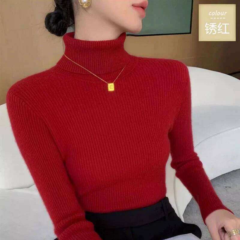 Women's Turtle Neck Slim Sweater Cashmere Coat Warm Autumn Winter Bottoming Shirt Top 251020 251020