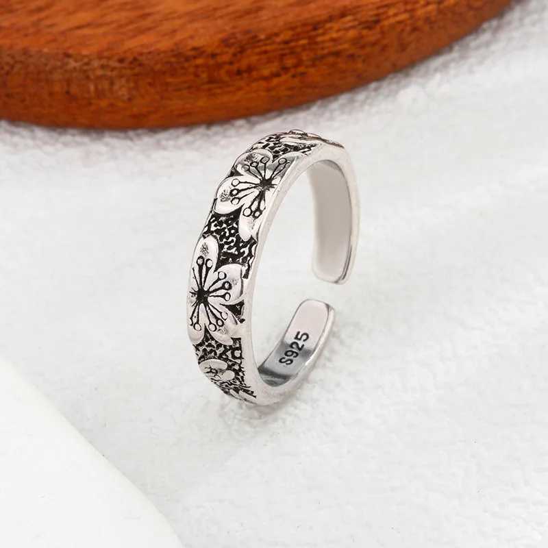 925 Sterling Silver Jewelry Carving Flower Wedding Rings For Women Couple Valentines Gift Prevent Allergy J251020
