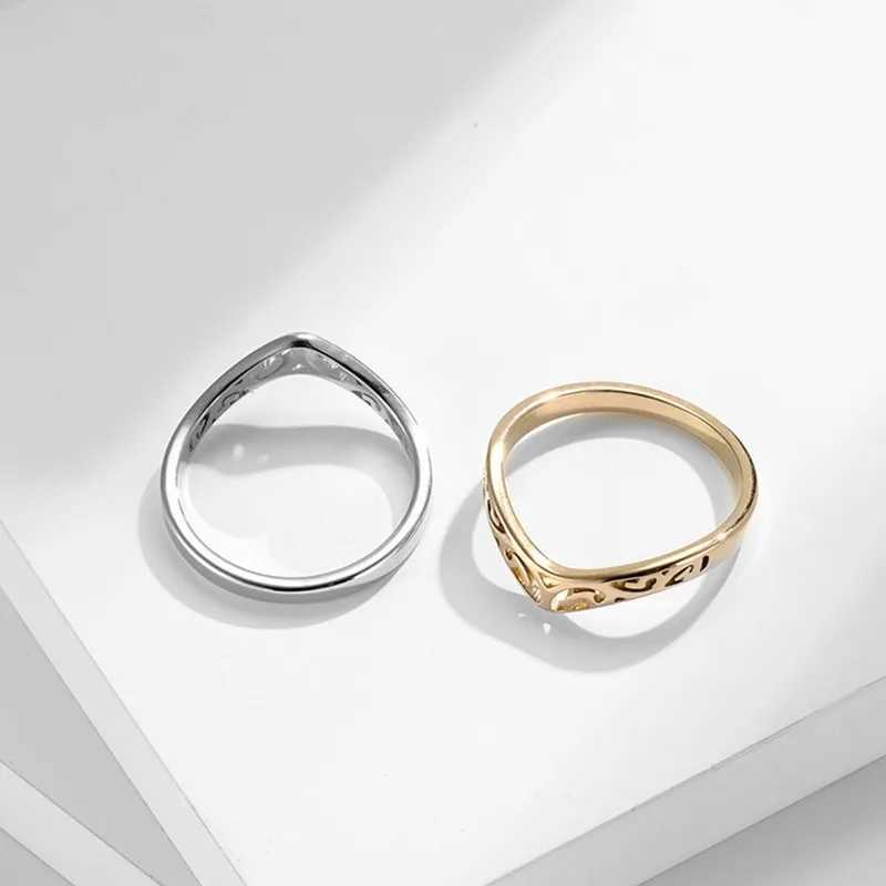 2mm Thin V Shape Hollow Stackable Ring Stainless Steel Wedding Band for Women Girl Size 512 J251020