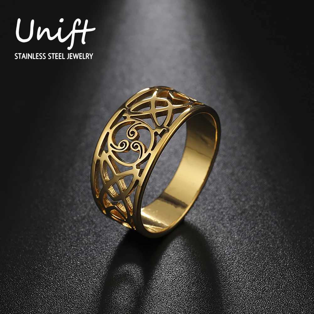 Unift Vintage Hollow Irish Celtics Knot Ring Stainless Steel Nordic Jewelry For Men Women Supernatural Amulet Accessories Gift J251020