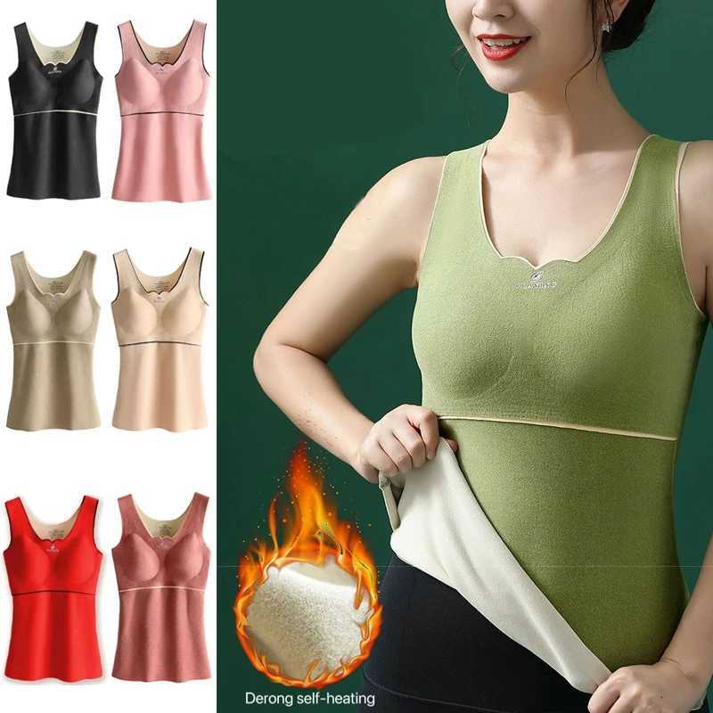 1pcs Woman Thermal Underwear Thermo Lingerie Autumn Winter Soft Warm Top Wear Thermo Vest Undershirt With Bra PaddedT251020