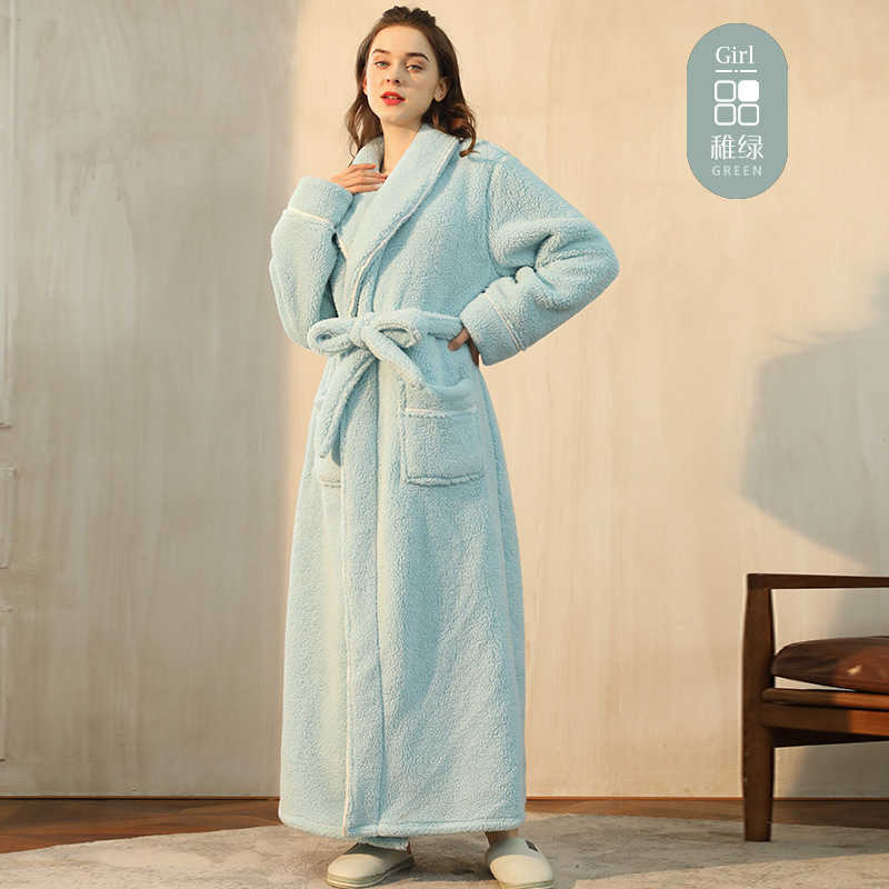 Autumn and winter thickened comfortable cotton wool Nightgown mens winter plus hypertrophy size light luxury couple bathrobe womens Y251020