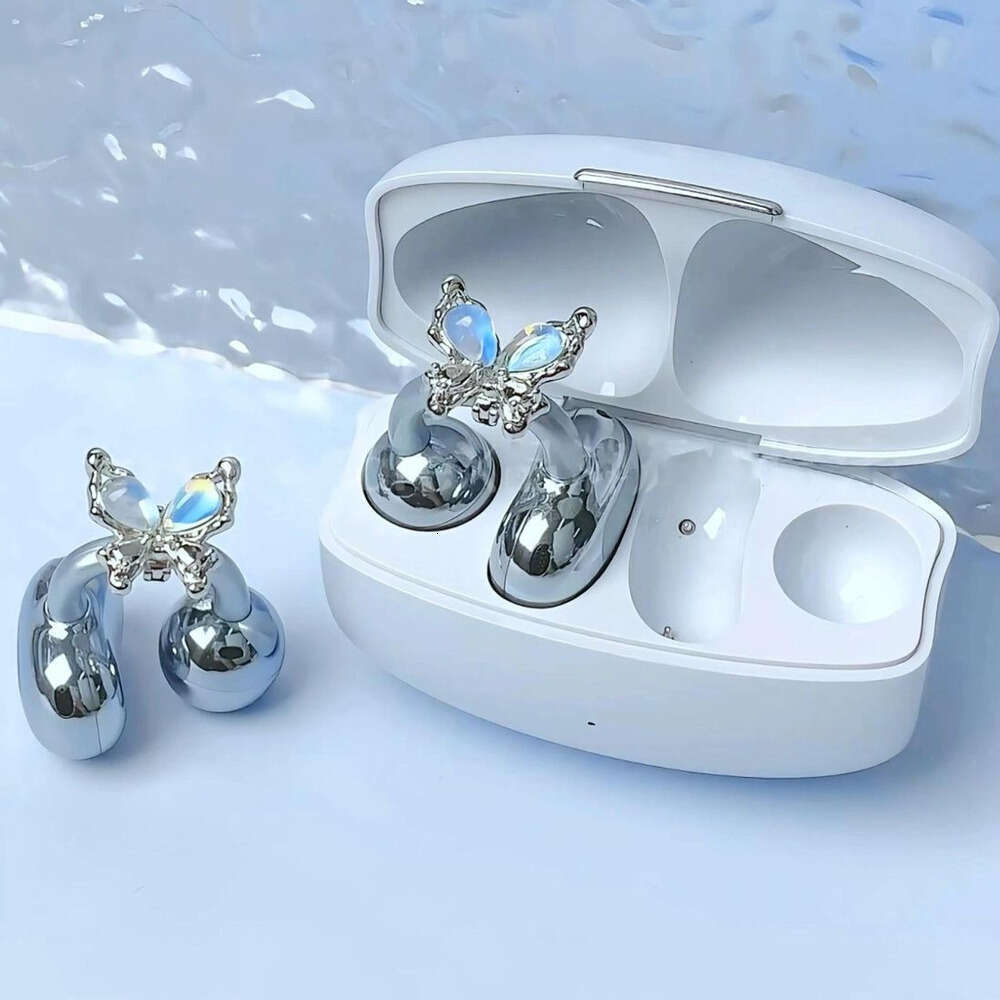 DHCollections-- Sasha's Dreamy Blue Tone Suitable for FreeClip Encounter Moonlight Butterfly Dia Buckle Small Clear Earphone Earrings