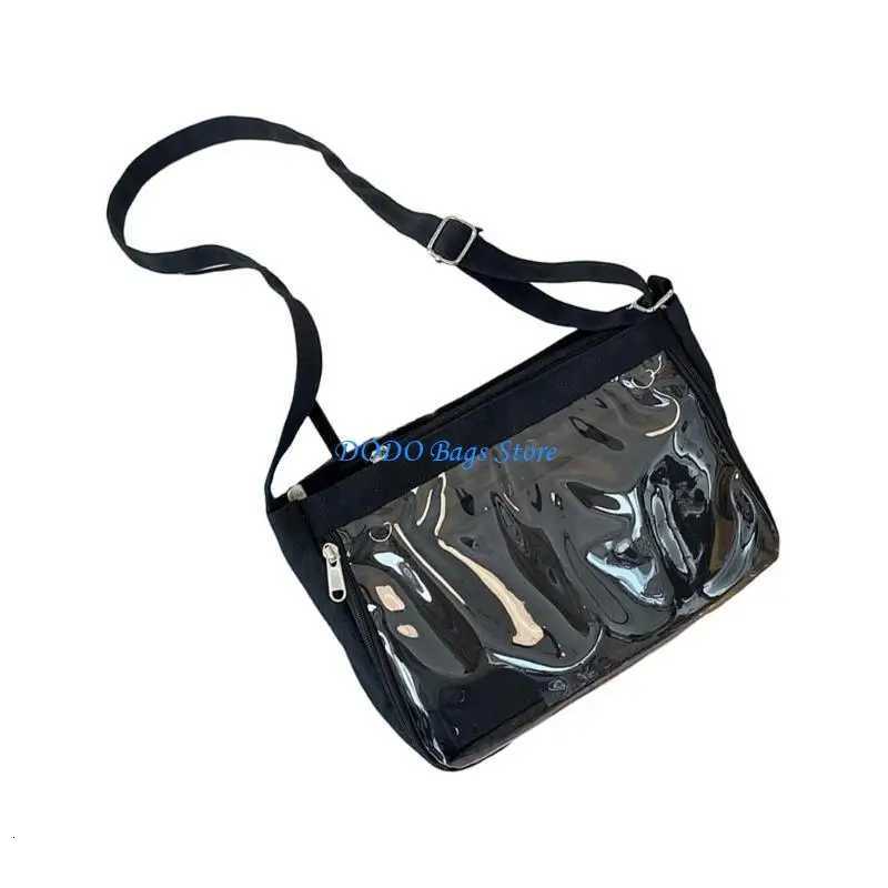 School Girl Student Uniform Crossbody Bag Japanese Clear Window Canvas Shoulder Handbag Anime Pin Display ItabagT251020