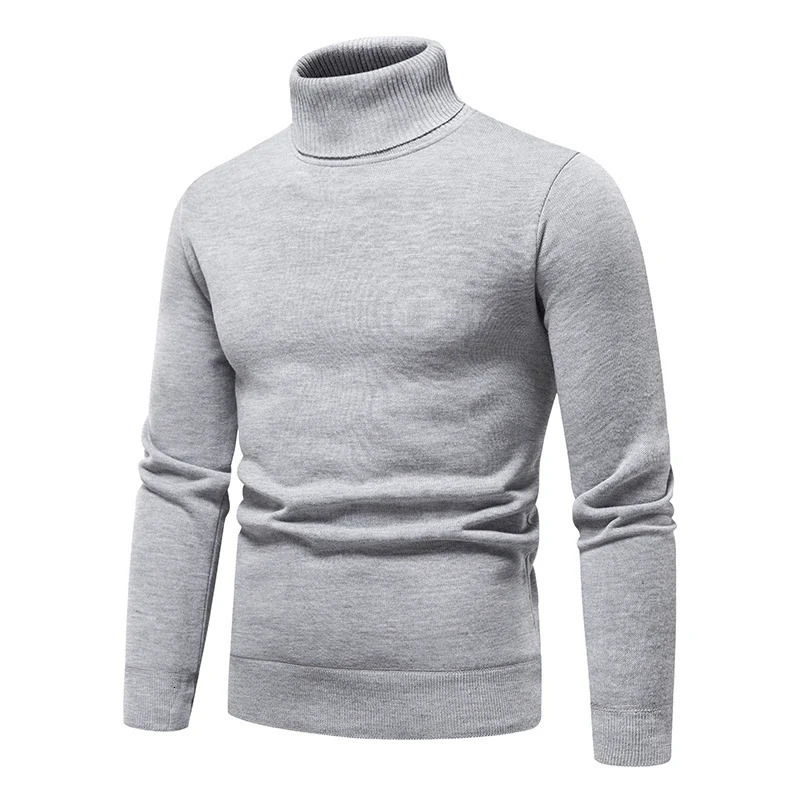Sweatwear Mens Antipilling High Quality Knitted Turtleneck Sweater Slim Fit Long Sleeve Pullover Solid Color Trend Men Clothing w251015