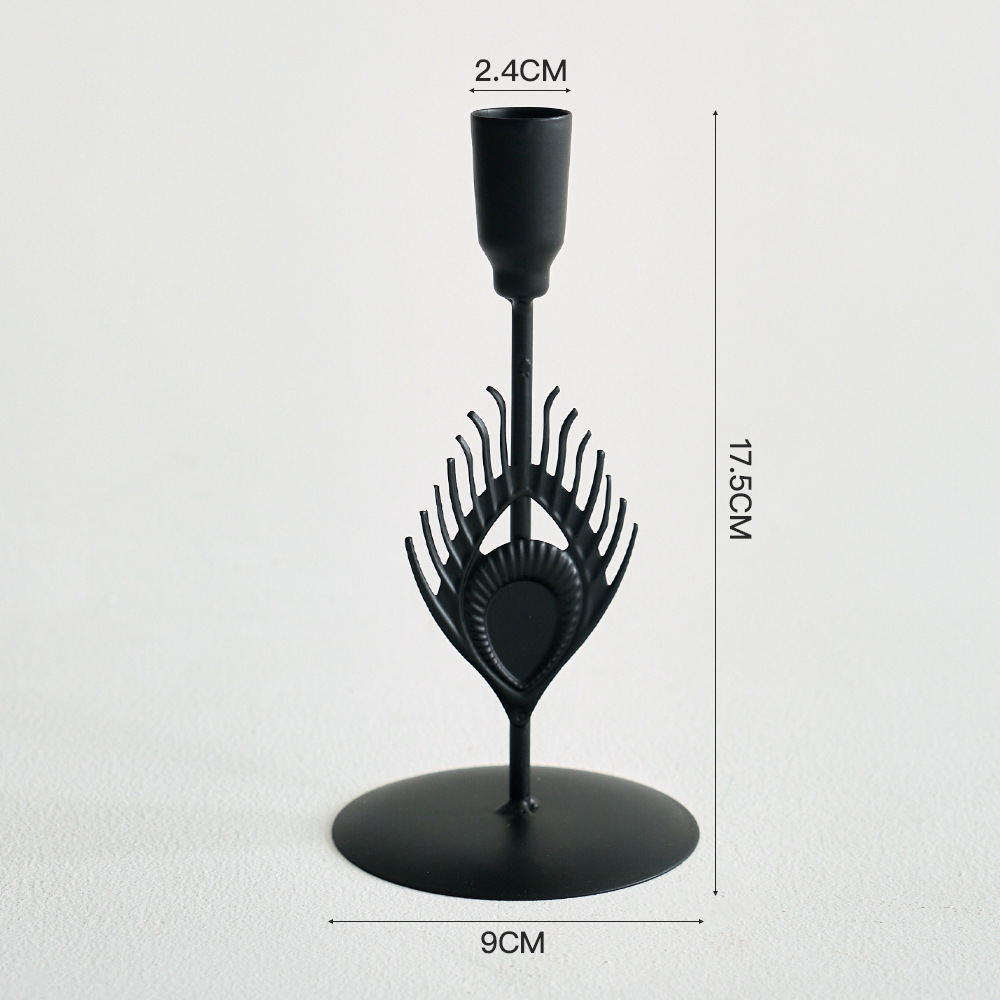 Nordic-inspired home decor: Retro candlelit dinnerware, luxurious metal crafts, romantic tableware, and candlestick ornaments H260310