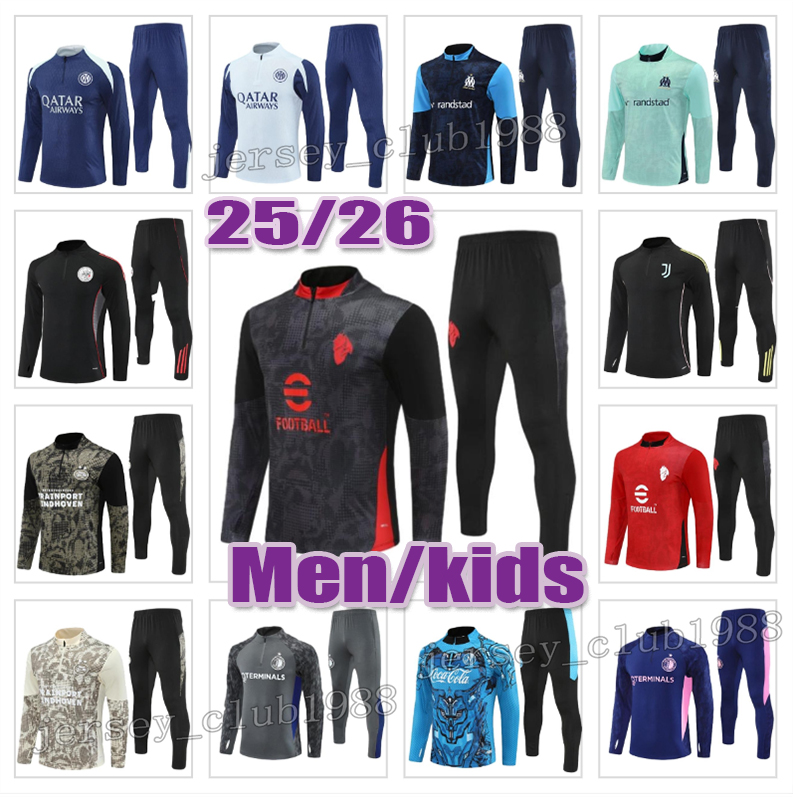 ac Millan Tracksuits OM Tracksuits Inter Millan Tracksuits Napoli Tracksuits 25 26 Soccer Sets Half zip training