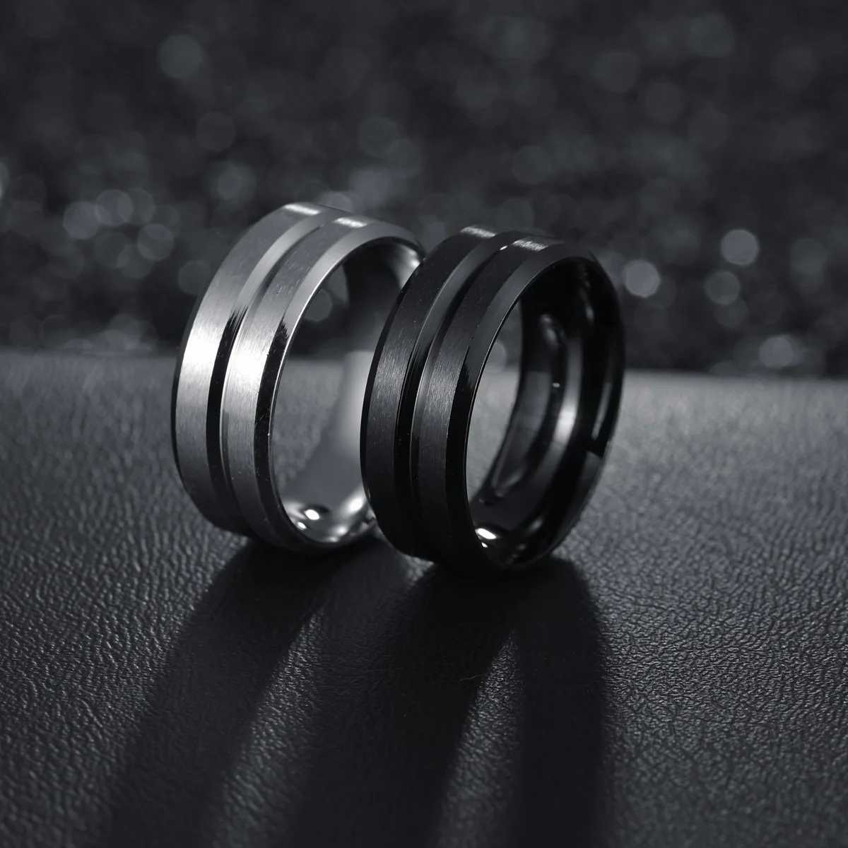 Starry Fleld 8mm wide ring with a middle groove frosted finish trendy simple and personalized suitable for both men and women J251020