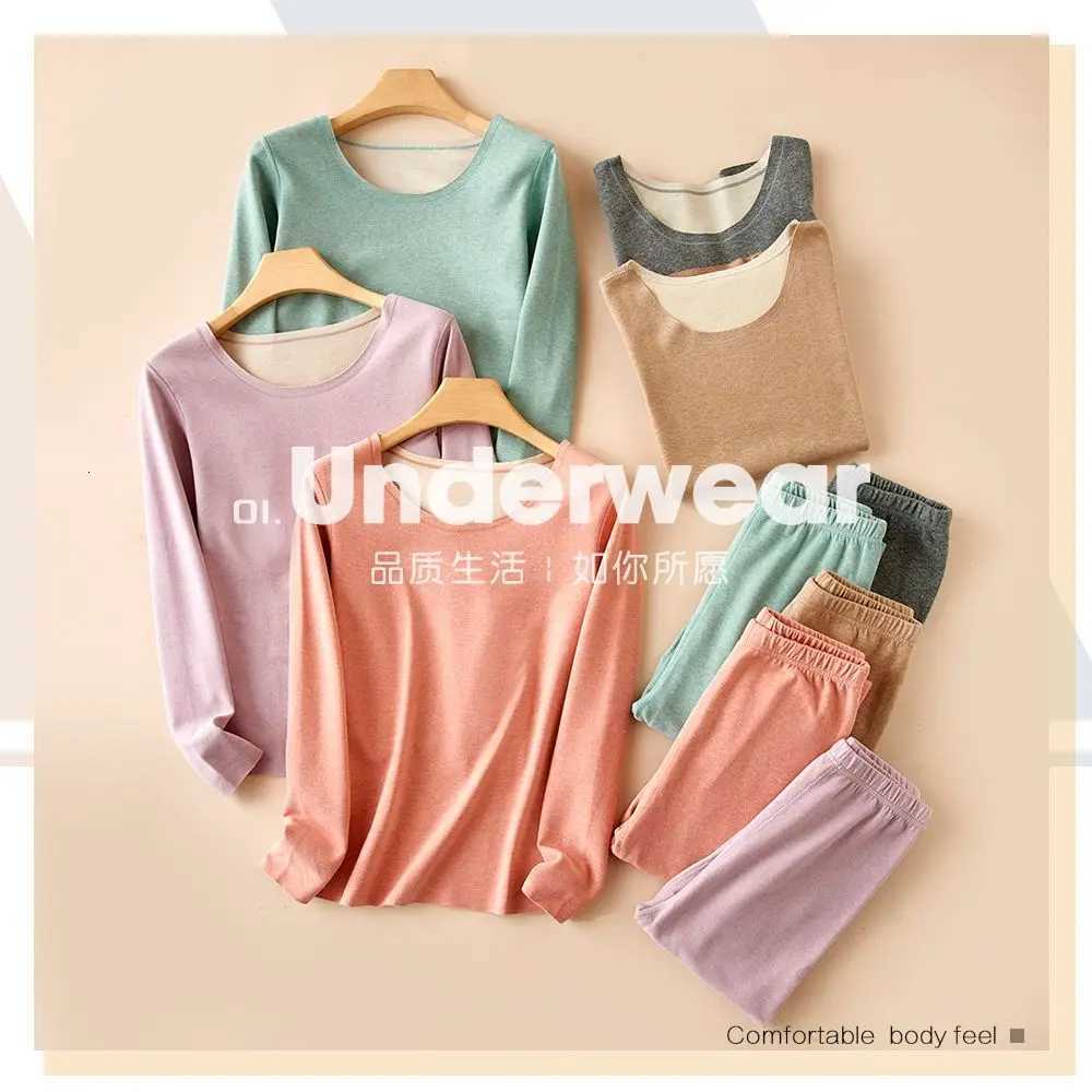 Womens Thermal Underwear Woman 2025 New Winter Clothing Lingerie Set Seamless Long Johns AB Surface Thermal Shirt Warm Pant SetT251020