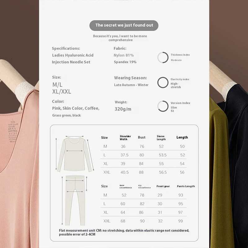 Women Warm Thermal Underwear Ultra Thin Traceless Long Sleeves Clothes High Elastic Set Black Tech Constant Temperature LingerieT251020