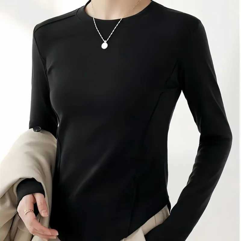 Winter Womens Thermo Tops Warm Thin Fleece Irregular Hem Slim Bottom Base Layer Shirt Pullover Female Thermal Underwear TopsT251020