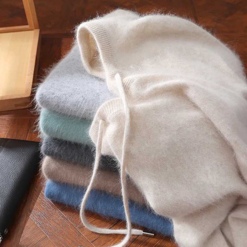 Spring Autumn Men Hooded Pullover Basic Style Cashmere Sweater 00 Mink Cashmere Knitted Solid Color Warm Casual Knitwear Tops W251020