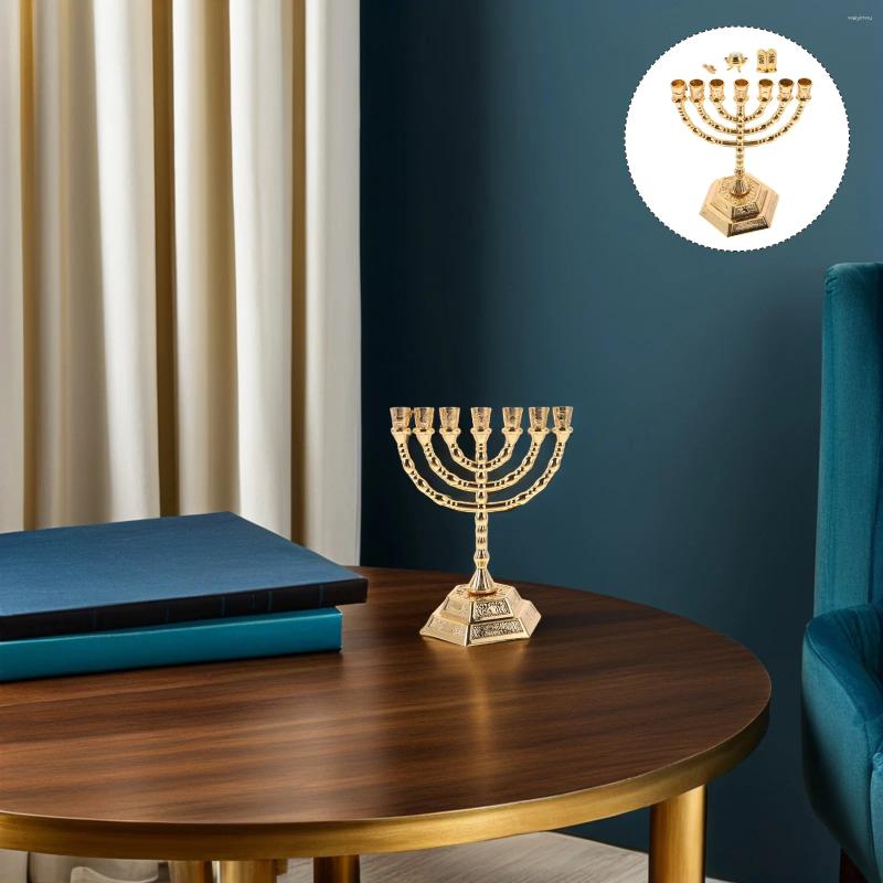 Candle Holders 1 Set 7 Branch Menorah Holder Golden Vintage Candelabrum For Hanukkah Shabbat Table Centerpiece Decorative Jewish H260310