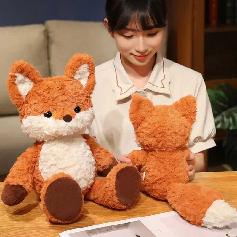 35cm50cm Cute Fluffy Fox Plush Toy Soft Cartoon Orange Foxes Stuffed Doll Baby Appease Children Birthday Gift J251020