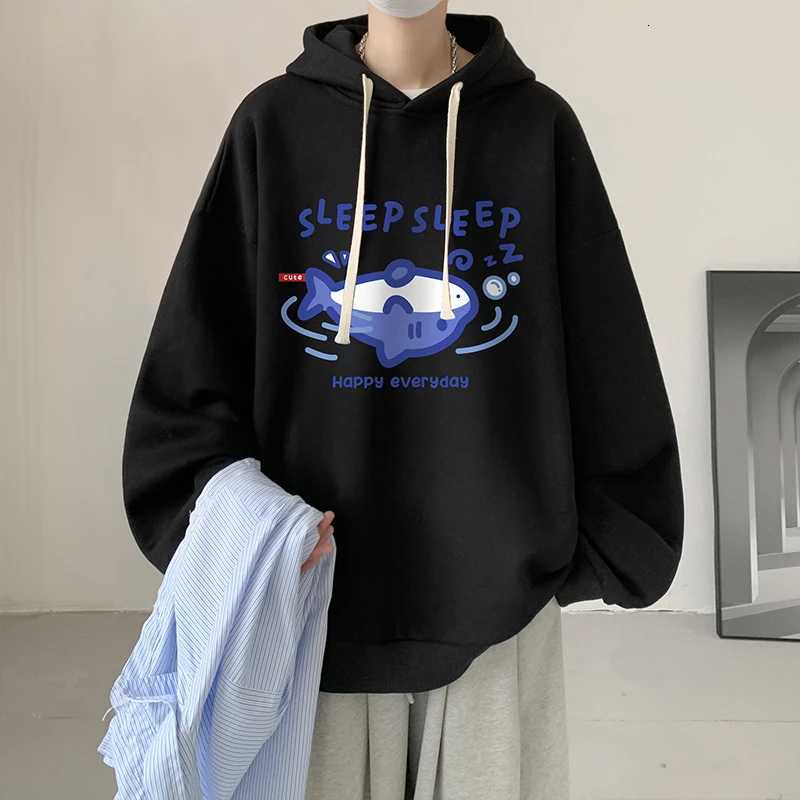 Funny Mens Oversized Hoodie Black 7XL Hoodies with Hat Oversize for Men Anime Print Man Casual Wear Hoody Male Sweatshirt W251020