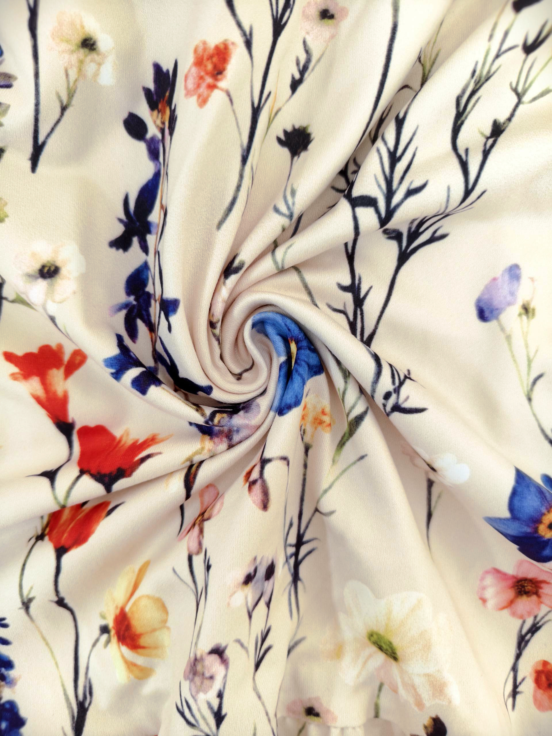 Women's Autumn & Winter New Floral Printed V - Neck Midi Dress, Casual Vacation & Commute Milk Silk Dress for Mom-CF55109