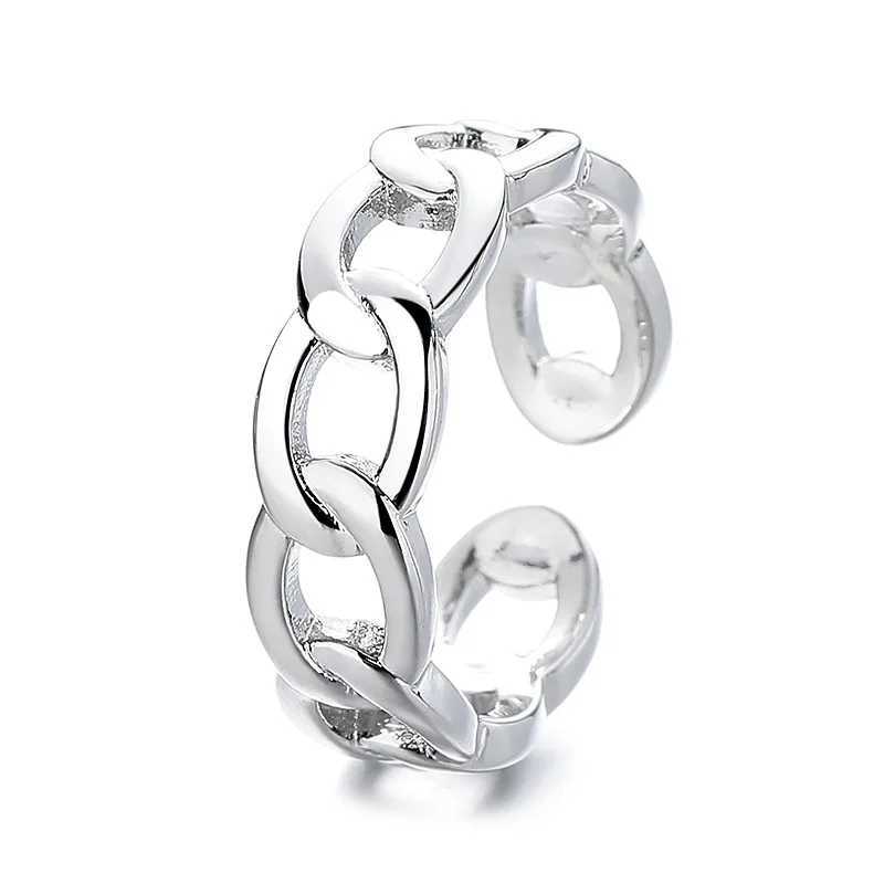 925 Sterling Silver Chain Gold Colour Open Rings For Women Wedding Vintage Luxury Jewelry Accessories J251020