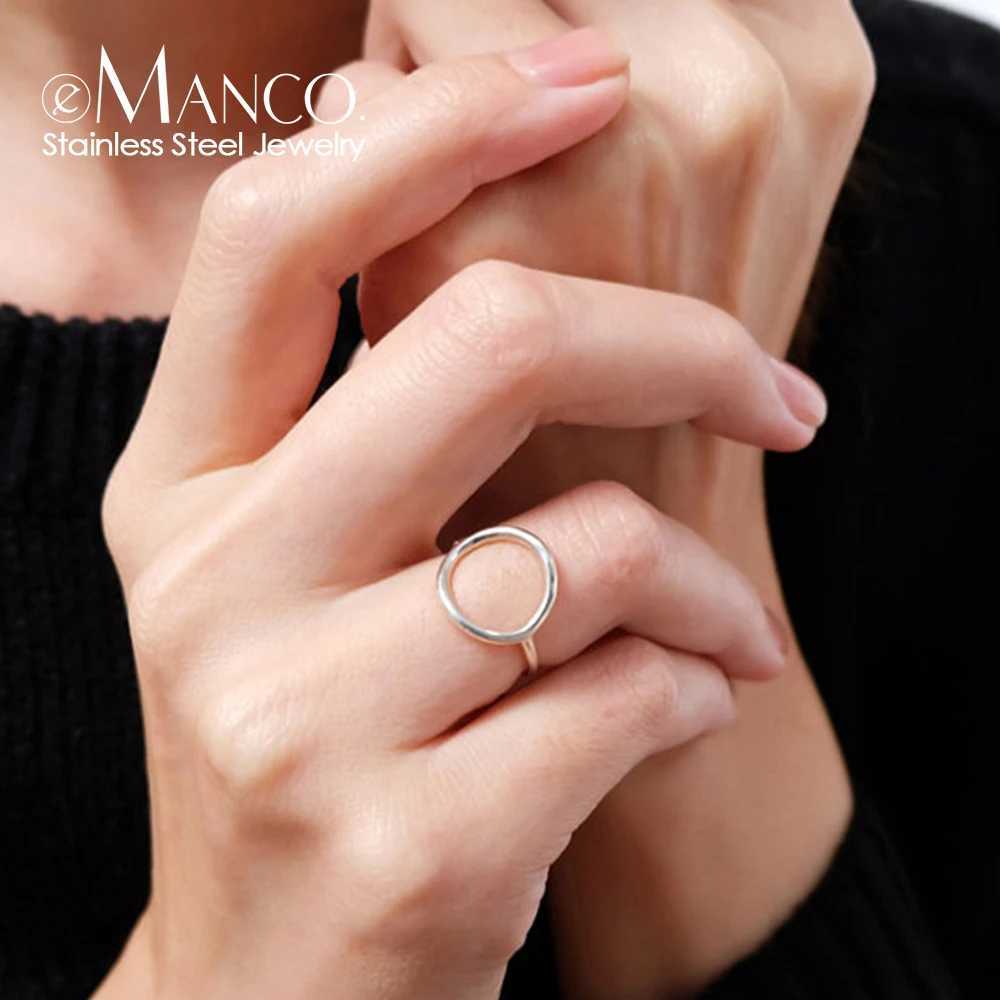 eManco TrenDY Round Ring StainlESS Steel For Women Stackable Round Midi Rings Fine Gift J251020