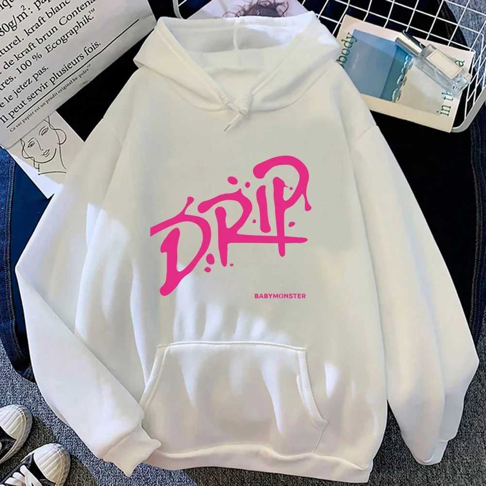 Babymonster Album Drip Hoodie 2024 Retro Womenmen Harajuku Aesthetic Hoodies Unisex Autumn Winter Pullover Sweatshirt Vintage W251020