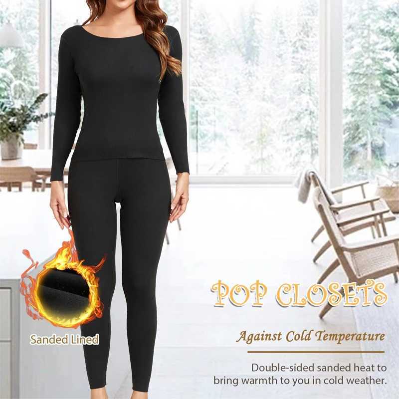 Winter Long Sleeve Bottoming Top Thermajane Long Johns Thermal Underwear for Women Soft Base Layer Pajama Set for Cold WeatherT251020