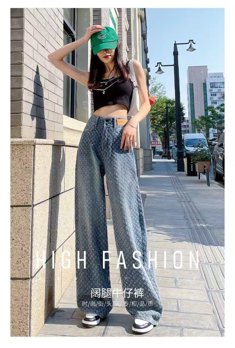 Women's Wide-Leg Jeans - 2025 New Style Spring and Autumn, High-Waisted, Loose-Fit, Slimming Straight-Leg Pants Suitable for Pear-Shaped Figures 