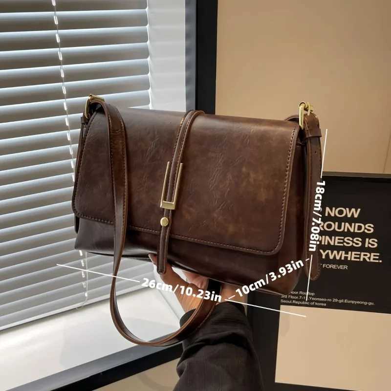Minimally Retro Leather Crossbody Bag Korean Style Fashion Versatile Single Shoulder Armpit Bag Womens Commuting Party BagsT251020