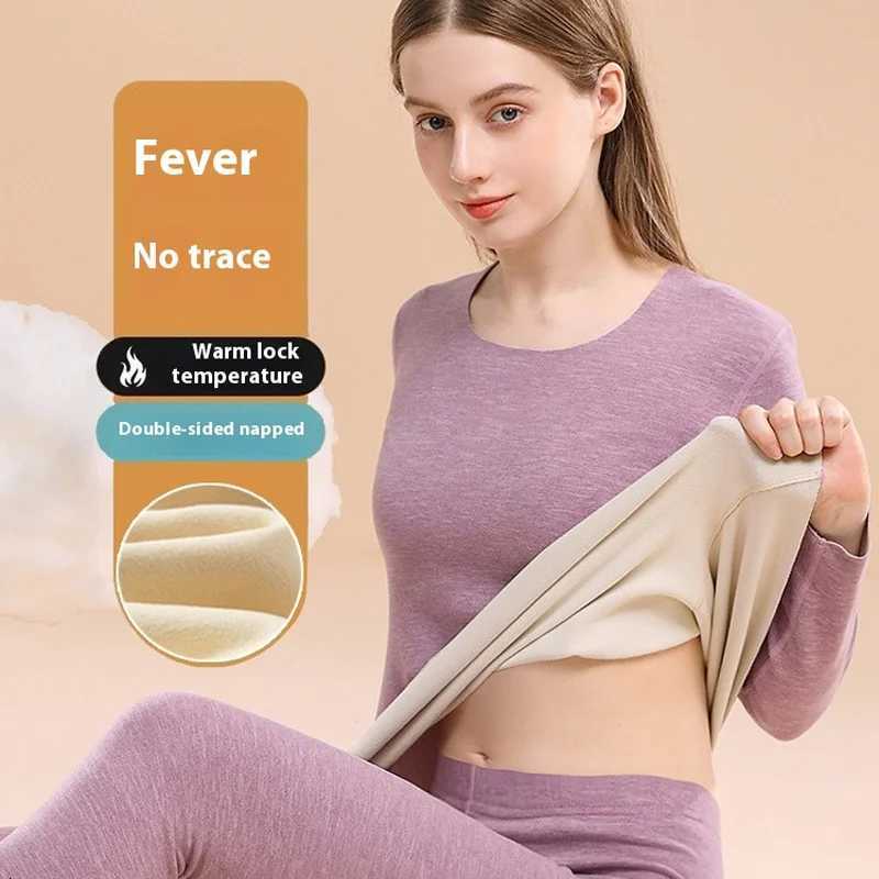 Autumn and Winter Nonmarking Womens Mens Thermal Underwear Set of Thickened Qiu Yi Qiu Pants De Velvet Winter Bottoming ShirtT251020