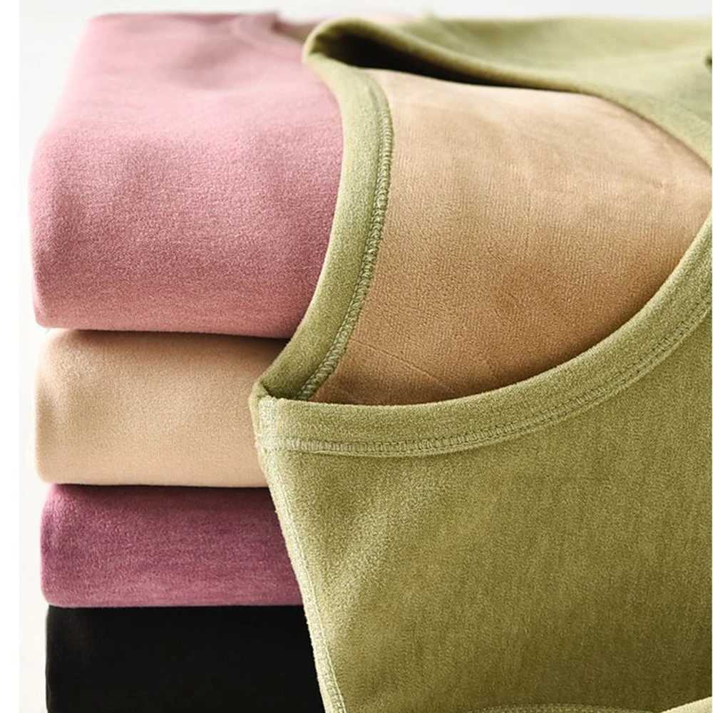 Women Thermal Underwear 2025 Woman Winter Clothing Tops Warm Pants Doublelayer Thickened And Velvet Round Neck Thermo UnderwearT251020