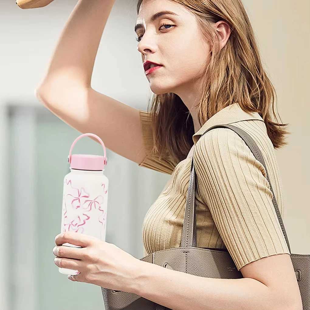 1L Cute Insated Bottle Large Flower Stainless Steel Thermos Portable Vacuum Sports Water Bottle Outdoor Flask Y251020
