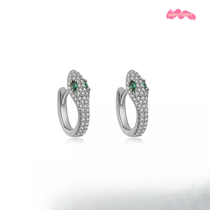 S Sterling Sier Serpentine Earrings for Women - Fashion Micro Zircon Inlaid Bright Hip Hop Style ddmysept