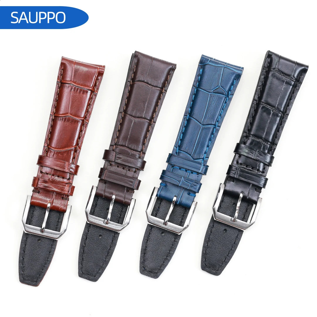 22mm 20mm Genuine Leather Alligator Texture Watch Band for IWC Portofino Mens Watch Soft Comfortable Replacement Strap 251016