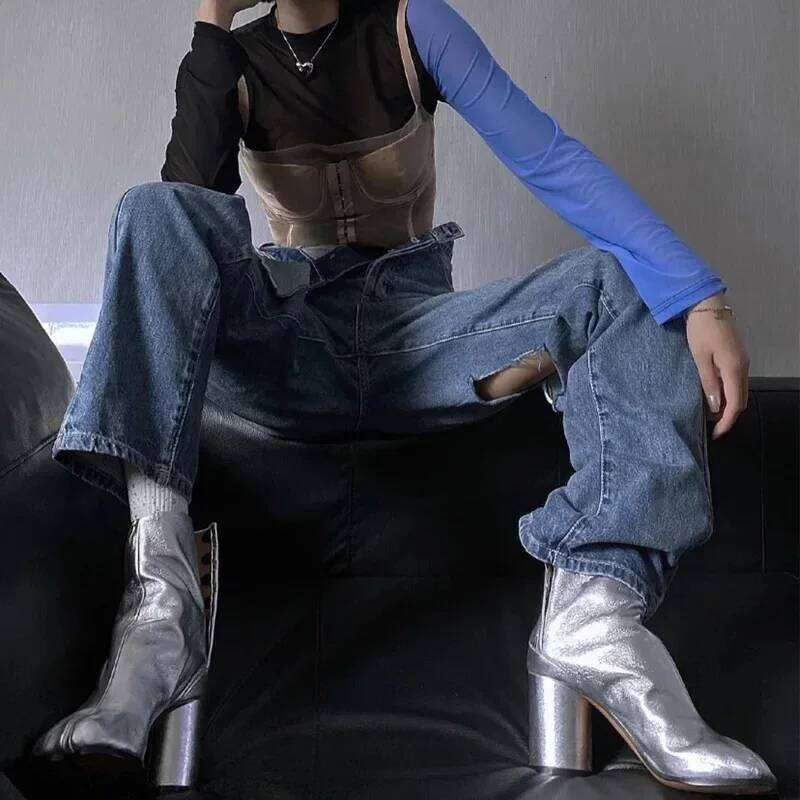 Brand Designer Tabi Split-toe Ankle Women Genuine Leather Chunky High Heel Short Boots 2025 Spring Autumn Shoes
