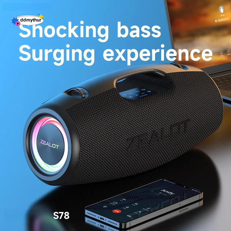 Portable Bluetooth Speaker with Double Pairing Capability and 360° Stereo Subwoofer ddmythur