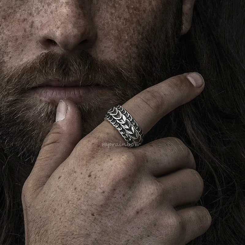 Vintage Dragon Scale Ring for Men BoysStainless Steel Norse Viking Dragon Spine RingRetro Punk Jewelry Gifts J251020