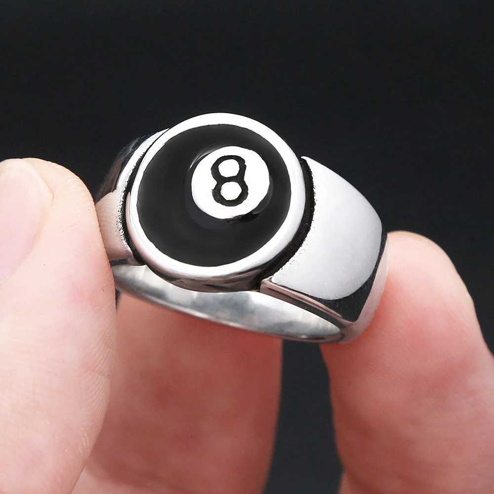 Fashion Punk Stainless Steel Number Black 8 Rings For Men Women Hip Hop Rock Eight Billiard Ball Ring Party Jewelry J251020