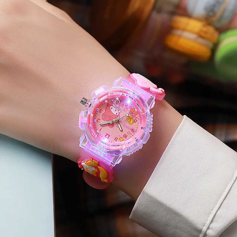 Sanrio Kawaii Sanrio 3D Pattern Watch Kuromi Luminous Watch Cinnamoroll Melody Childrens Wrist Watch Hello Kitty Boy Girls Watch Gifts L251020