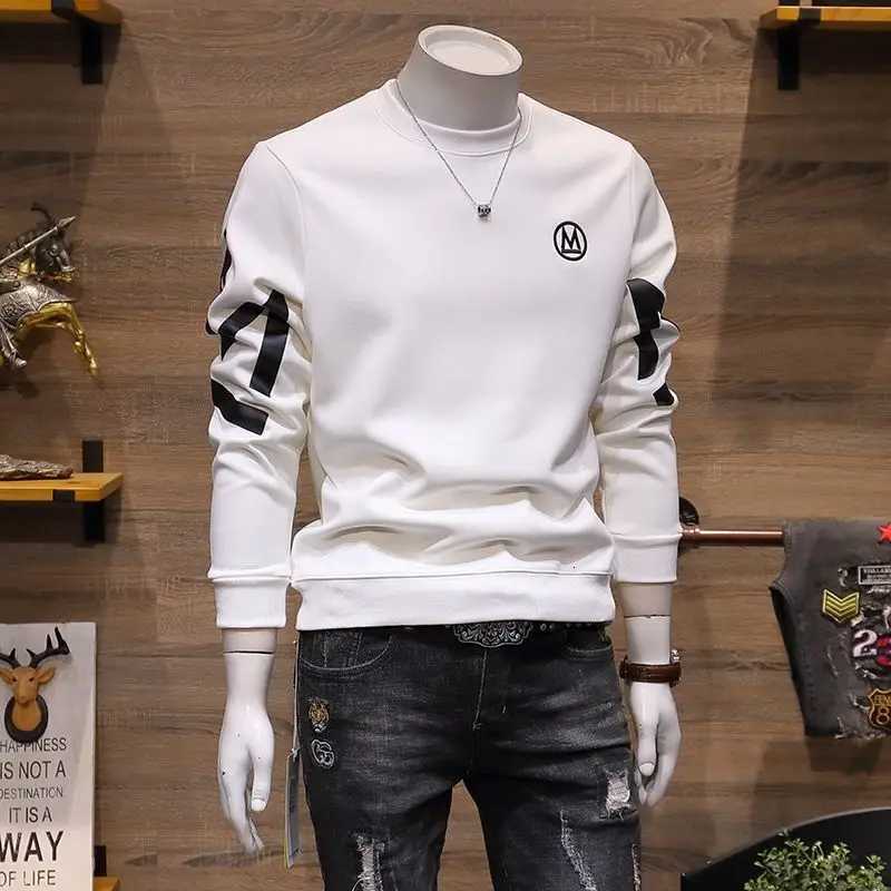 Fashion ONeck Spliced Casual Printed Letter Sweatshirts Mens Clothing 2025 Spring New Loose Allmatch Tops Korean Sweatshirts W251020