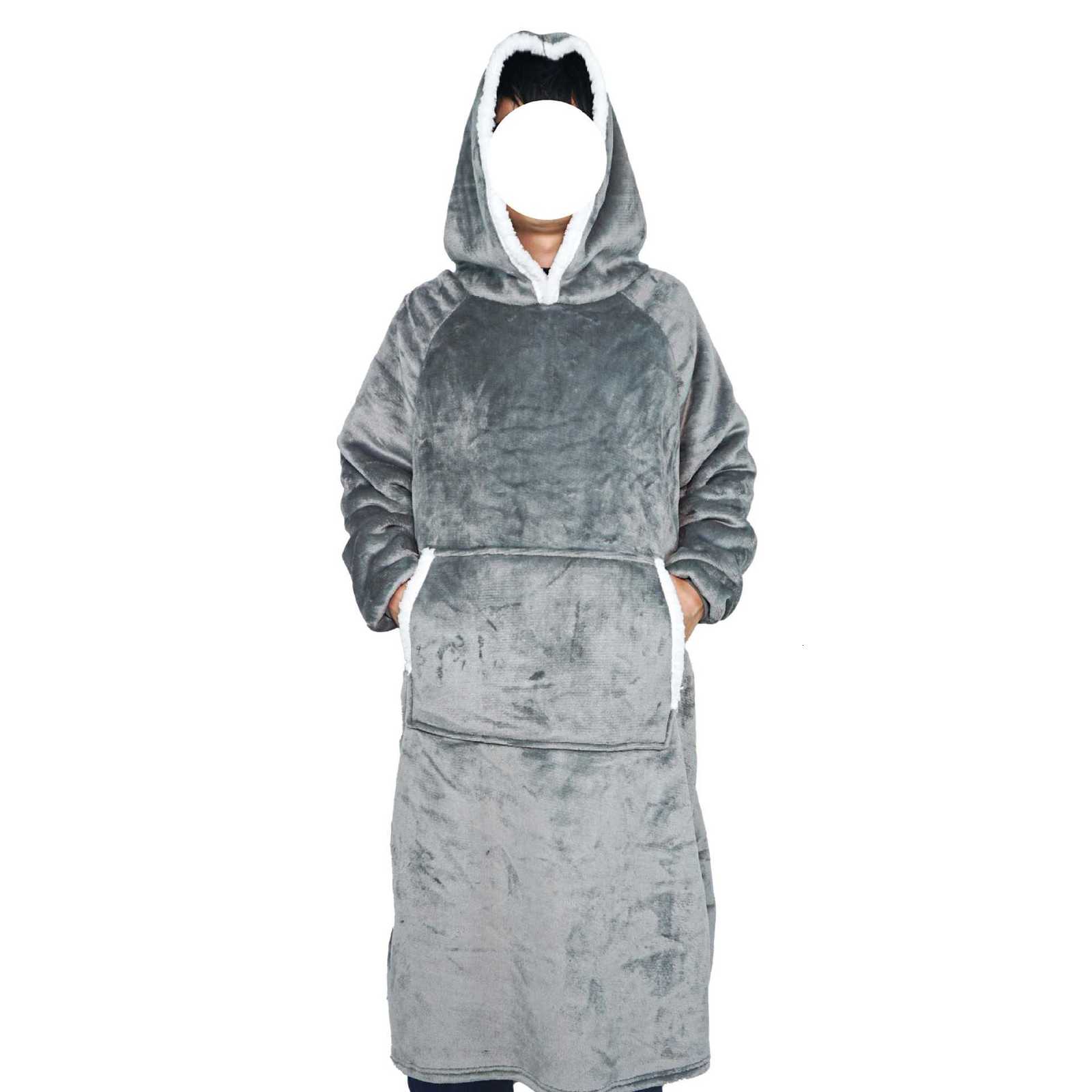 Long Thickened TV Blanket Lazy Blanket TV Blanket Extended Sleep Robe Couple ParentChild Homewear Pullover Pajamas Y251020