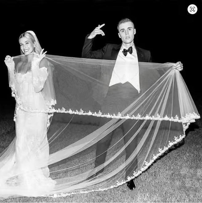 Bieber Hailey Justine Wedding Party Embroidery Custom Words Anniversaries Important Events Bridal Veil 400cm