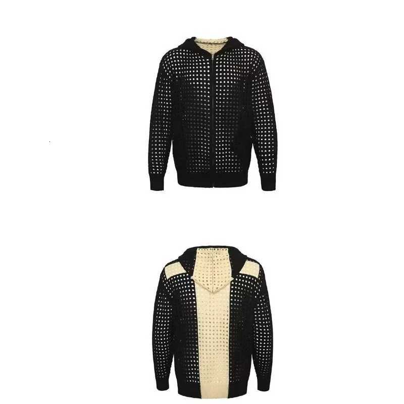 European and American fashion high street cutout colorblocked men hoodies Goth Harajuku loose clothing couple casual sportswear W251020
