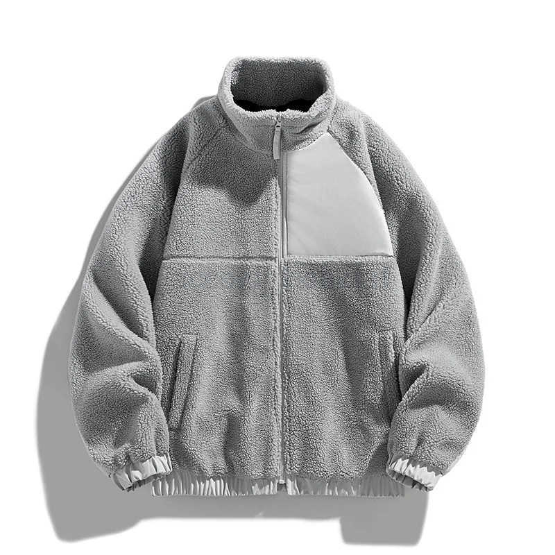 Winter Men Outdoor Sweater Lamb Fleece Jackets Down Thicken Coats Male Windproof Coldproof Warm Zip Up Stand Comfortable Wear M251020