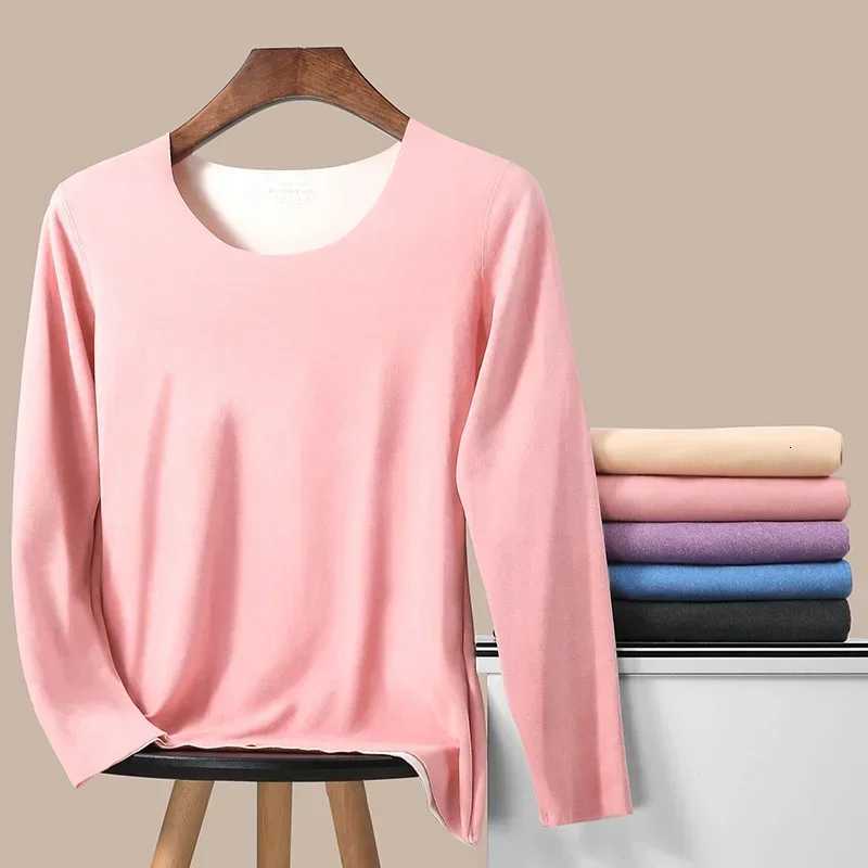 2PCS Womens thermal underwear set seamless fleece and thickened top base layer wearing coldproof long Johns inside autumnT251020