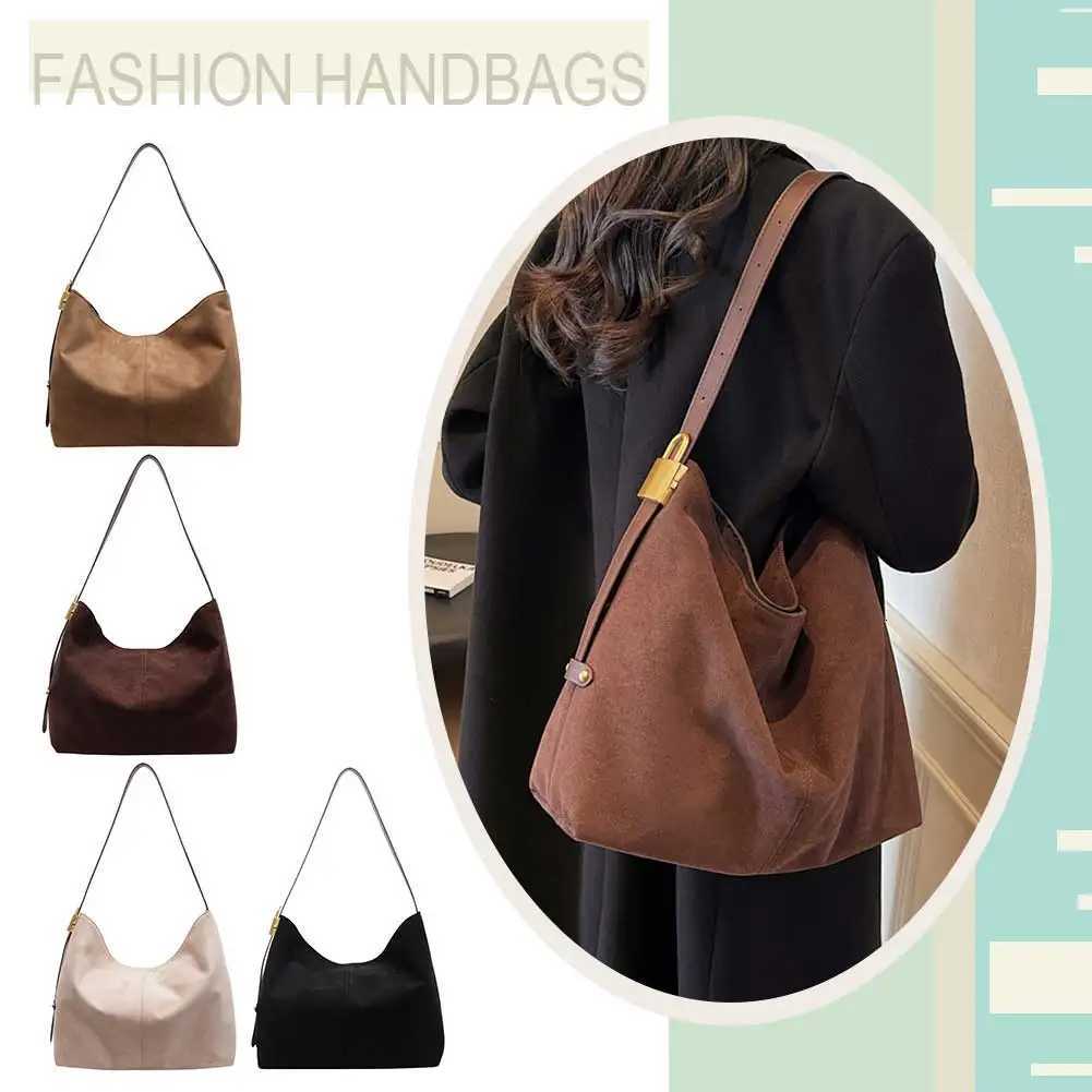 Women Vintage Shoulder Bag Large Capacity Suede Slouchy Crossbody Bag Adjustable Strap Casual Satchel Bag Female Commute BagT251020