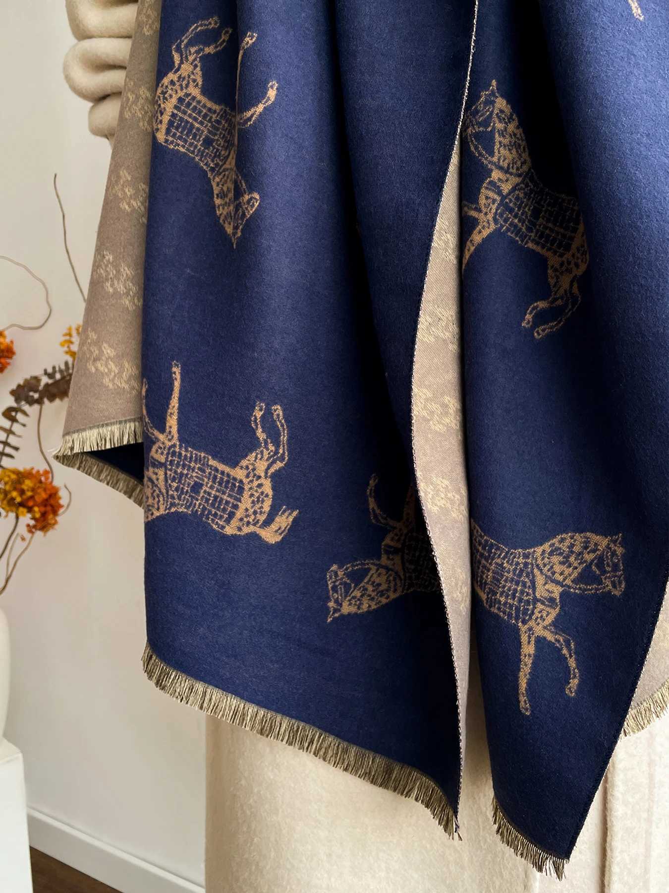 Womens Autumn Winter Faux Cashmere Scarf Warm NeckCare Shawl Wrap with New Jacquard Design Convertibility to a BlanketL251020