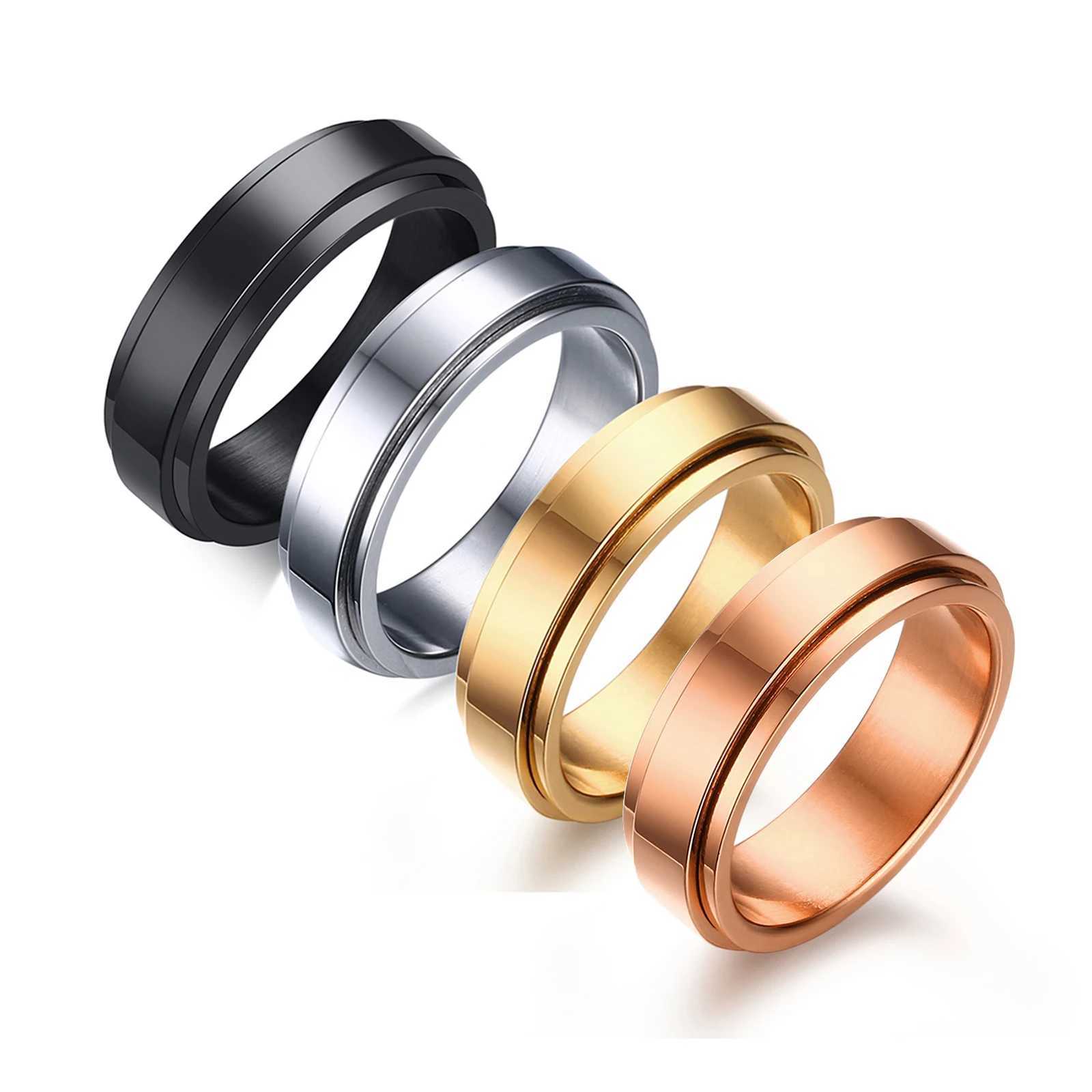 Stainless Steel Spinner Fidget Ring for Men Women Anxiety Jewelry Size 5 To 12 J251020