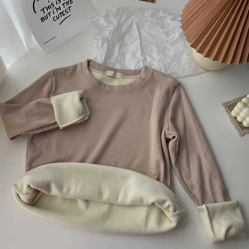 Womens Plush and Thickened Warm Top Jihan Simple Versatile Round Neck Underwear Solid Color Long Sleeve Underlay FashionT251020