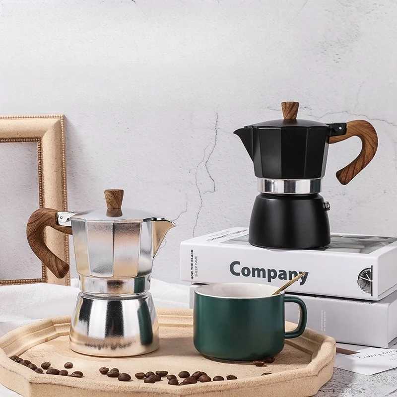 150300ml Mocha Pot Aluminium resso Maker Percolator Kettle Latte Italian Moka Cafeteira Stovetop Coffee Maker Mocha Pot Y251020
