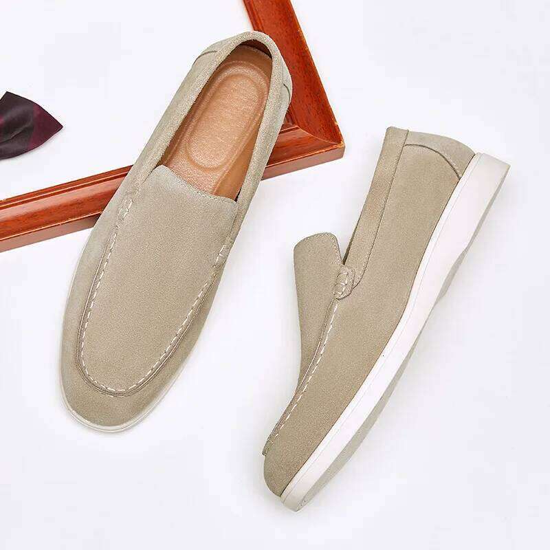 British Style Suede Leather Frosted Loafers Lazy Bean Men Casual Formal Boat Men's Vulcanize Male Shoes Adult