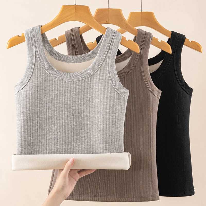 For 40100kg Autumn Winter Plus Size Hyaluronic Acid Thermal Vest For Women Fleece Lined Thickened Women Underwear Tank TopsT251020